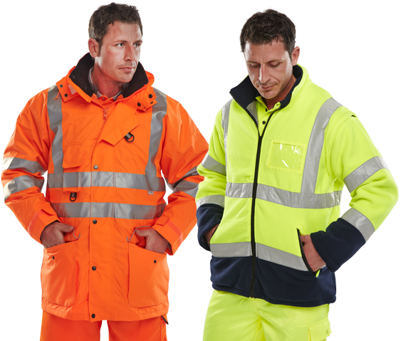 B-SEEN - Hi-Viz High visibility clothing jackets waistcoats fleeces trousers bodywarmers t-shirts and polo shirts sweatshirts